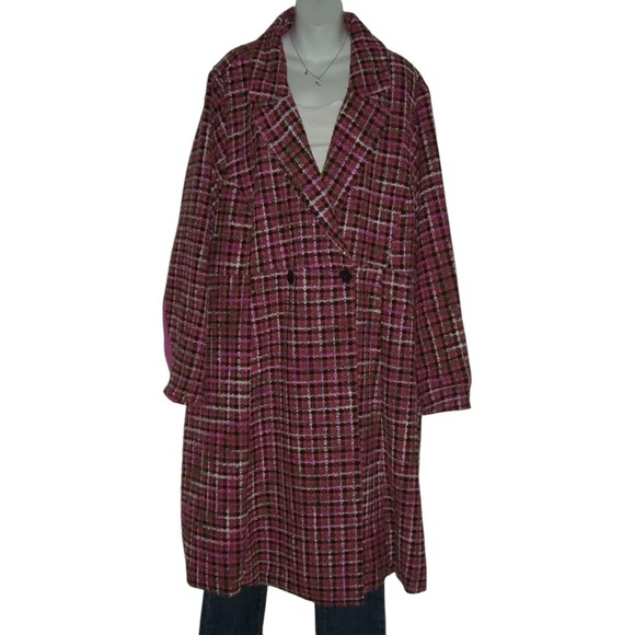 Torrid Coat Pink Pea Trench Boucle Parisian Kate Middleton Preppy Plus Tweed 5X - Picture 16 of 16